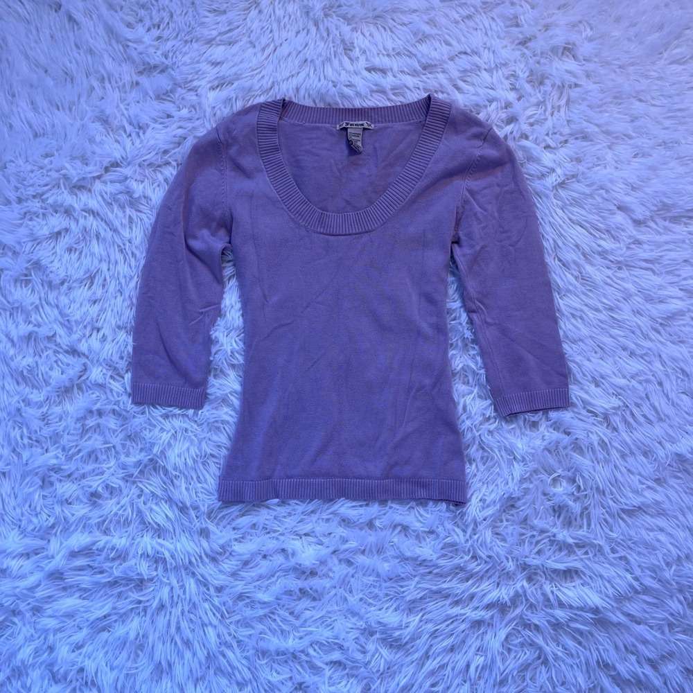 y2k purple knit 3/4 sleeve sweater small